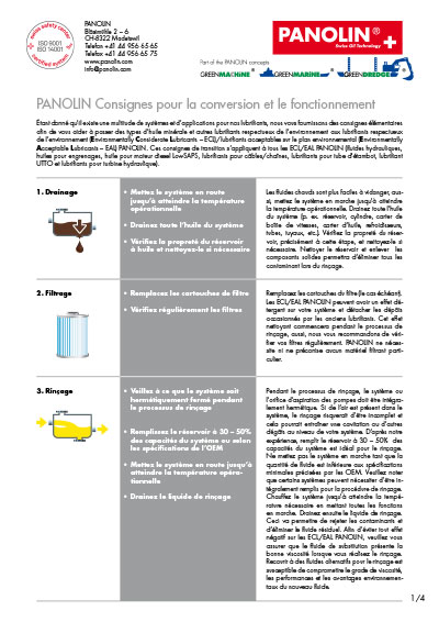 Consignes pour la conversion et le fonctionnement